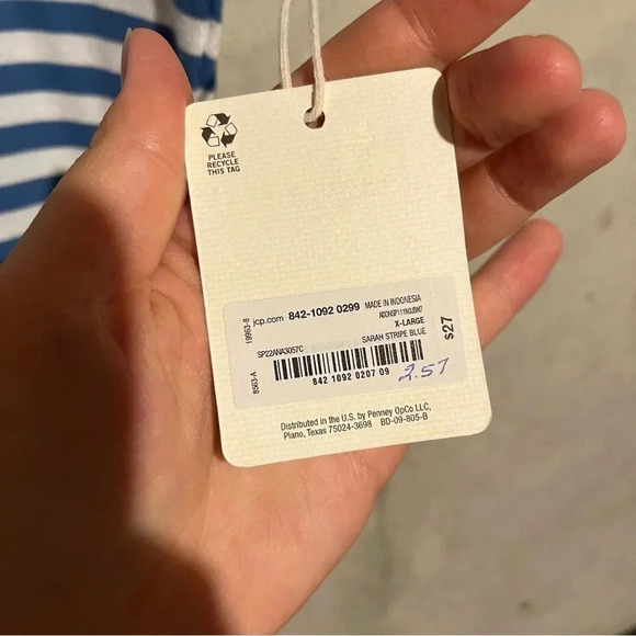 Ana Shirt Womens XL Blue White Sarah Striped Top Blouse Sweetheart Ladies Knit - Picture 4 of 8